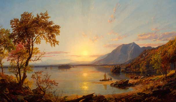 Jasper Francis Cropsey: Sunset, Lake George, NY 1867