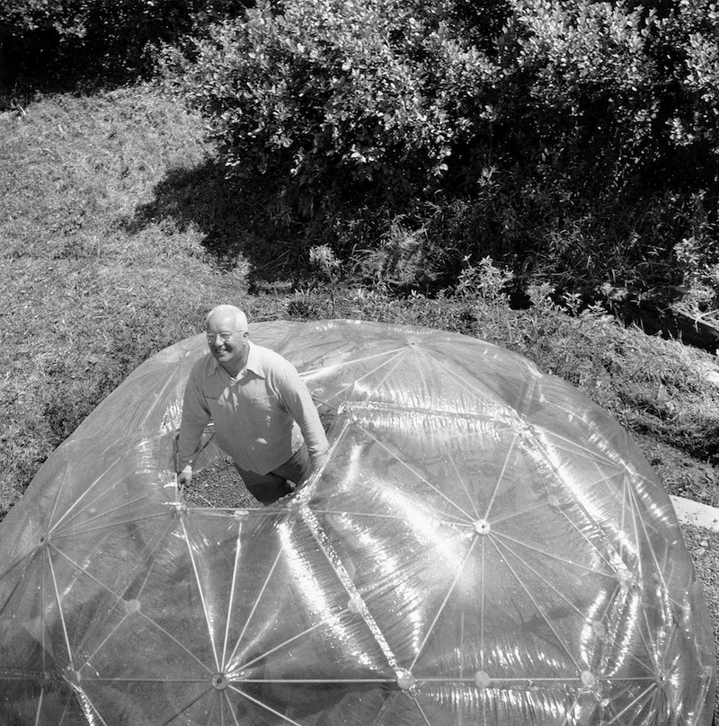 HLA_Buckminster Fuller inside His Geodesic Dome